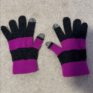 Black and Purple Striped Texting Gloves